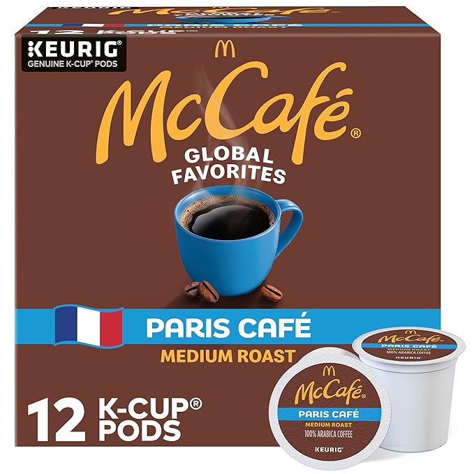 McCafe Paris Café, Single Serve Coffee Keurig K-Cup Pods, Medium Roast Coffee, 12 Count