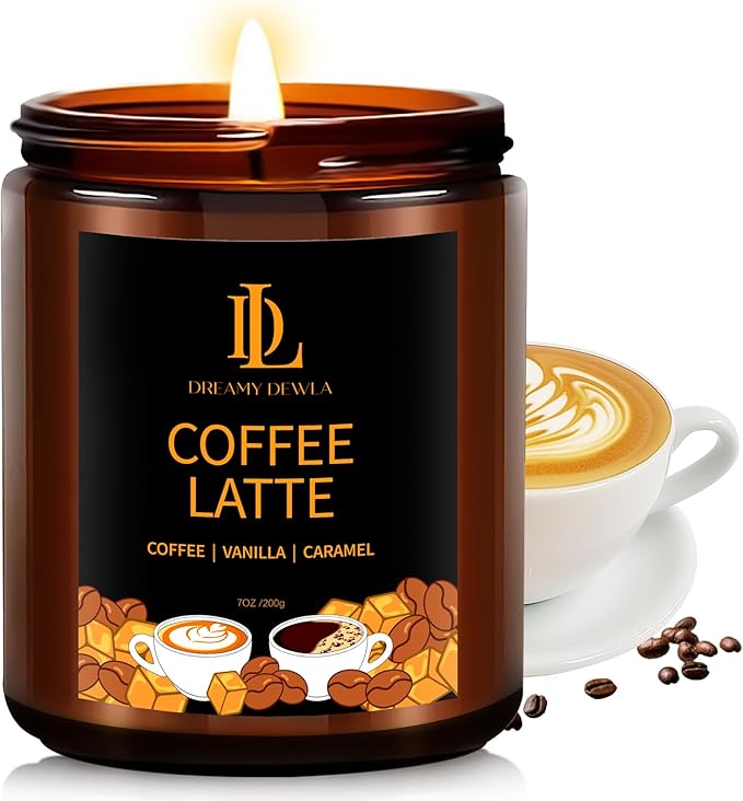 Winter Candle Coffee Latte Scented, Natural Soy Candles for Home Scented, 7oz Holiday Candle with 50hr Burn Time, Aromatherapy Candles Winter Holiday Gifts for Women Men