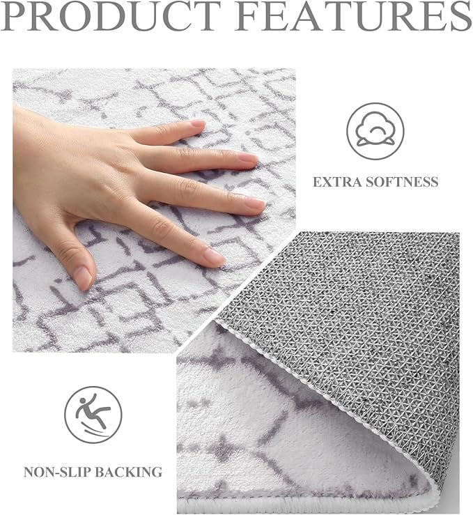 Lahome Moroccan Washable Runner Rug 2x6, Stain Resistant Non-Slip Kitchen Rug Runner, Ultra-Thin Geometric Print Distressed Floor Carpet for Entryway Laundry Bedroom