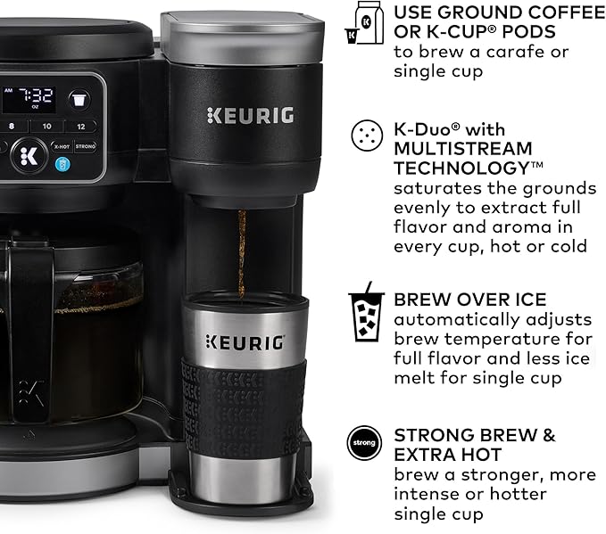 Keurig K-Duo Hot & Iced Single Serve & Carafe Coffee Maker – MultiStream Technology, 72oz Reservoir, Ideal for Holiday Hosting & Gift Giving (Gen 2)