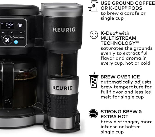 Keurig K-Duo Hot & Iced Single Serve & Carafe Coffee Maker – MultiStream Technology, 72oz Reservoir, Ideal for Holiday Hosting & Gift Giving (Gen 2)