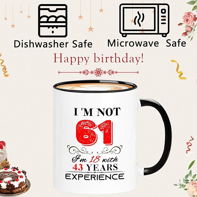 1964 61th Birthday Mug for Women Men, Turning 61 Year Old Birthday Gifts for Mom, Dad, Grandma, Grandpa, Wife, Husband, Daughter, Sister, Best Friends, Coworkers, Her, Him, 11oz Coffee Cup