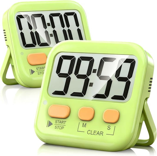 Antonki 2 Pack Digital Timer for Kids, Magnetic Countdown Kitchen Timers for Cooking, Egg, Classroom, Teacher, Exercise, Study, Oven - Battery Included