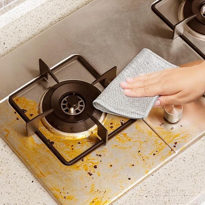 2024 New Multipurpose Wire Dishwashing Rags, Premium Metal Wire Dishwashing Cloth Scrubs Cleans, Scrubbing Wire Dishwashing Rags Non-Scratch Wire Dishcloth for Dishes, Sinks (10)