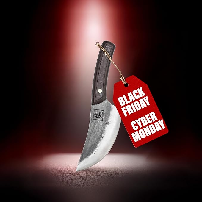 COOLINA Altomino Handmade Butcher Knife, 5.7-in Manganese Steel Blade, Hand-forged Chinese Knife for Meat and Deboning