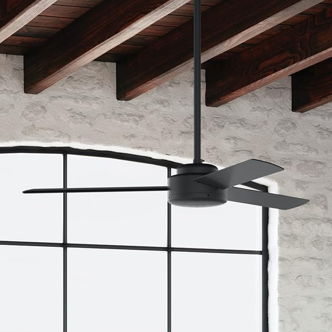 Hunter 52 inch Indoor Ceiling Fan No Light - Black Modern Ceiling Fan without Light, 3 Blades, Standard Mount, For Bedroom, Living Room, or Kitchen, Wall Control - Presto 50810, Matte Black