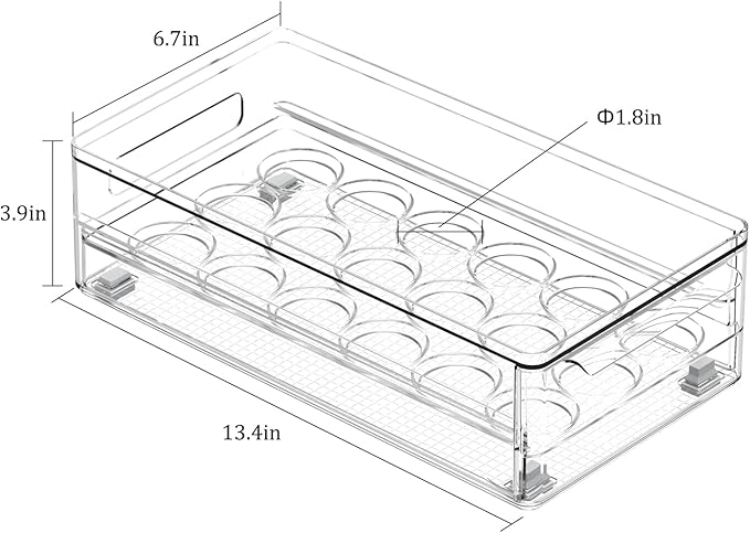 Acrylic Egg Box Transparent 18 and 36 Pack Storage for Refrigerator Kitchen Storage Size: 13.3 * 4.7 * 3.9 inches (1 pack)