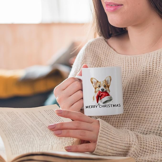 Christmas Corgi Mug, Corgi Lovers Gifts for Women Men Coffee Cups Ceramic, Dog Lovers Mom Dad Owner Gifts, Merry Christmas Dog Coffee Mug Cup for Women Men