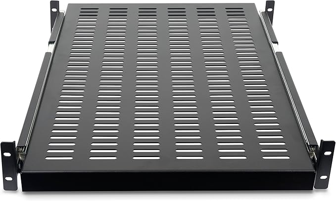 StarTech.com 2U Sliding Server Rack Mount Shelf - 20 to 30in Adjustable Mounting Depth - Vented - 50lb - Heavy Duty Universal 19” Rack Shelf for Equipment Rack - 24in Deep (UNISLDSHF19)