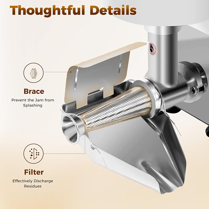 Electric Tomato Strainer, 450W Commercial Tomato Sauce Jam Maker with Handle & Adjustable Trough 304 Stainless Steel Food Press Sauce Maker Food Strainer for Tomatoes Strawberry Blueberry Sauces Etc