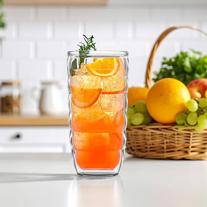 Amazing Abby - Arctic - 24-Ounce Insulated Plastic Tumblers (Set of 6), Double-Wall Plastic Drinking Glasses, All-Clear Reusable Cups, BPA-Free, Shatter-Proof, Dishwasher-Safe