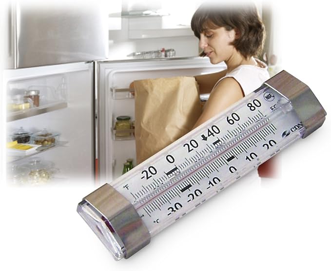 CDN FG80 Refrigerator/Freezer Thermometer | NSF Certified | Dual Scale -40 to 80°F | Ideal for Fridge & Freezer Monitoring | Stainless Clips | Durable Design | FG80
