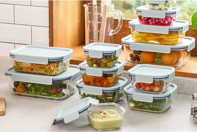 LocknLock LNG428S4W The Clear Heat-Resistant Borosilicate Glass Food Storage Set, 8-Piece (4 Containers + 4 Lids)