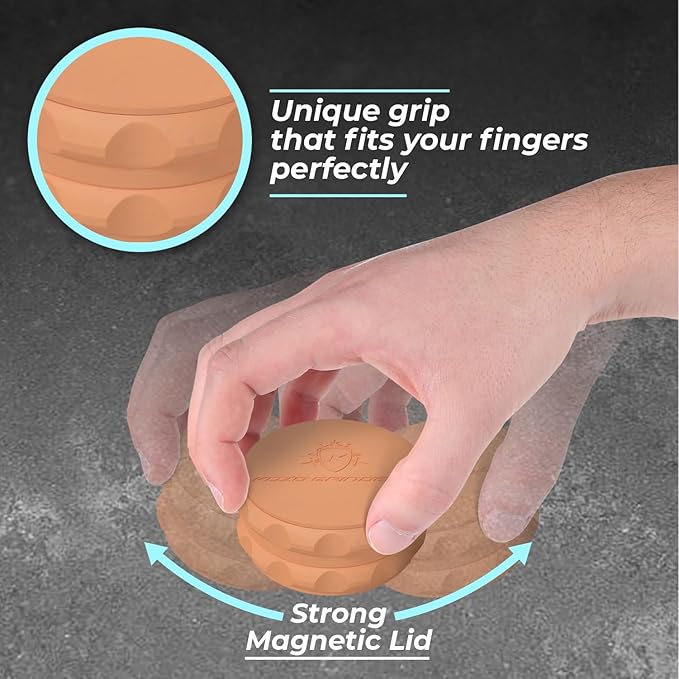 2.5" Spice Grinder 2-Piece, Strong Grip By Kozo. (Orange)