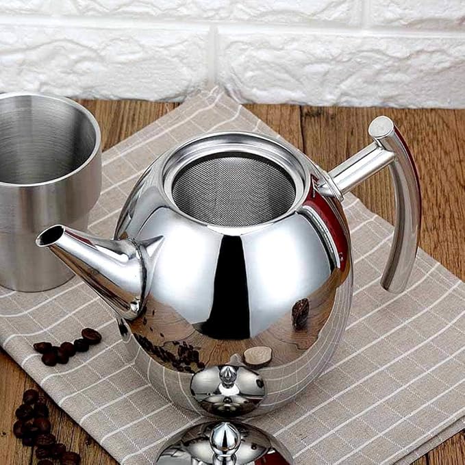 Tea Pots with Infusers for Loose Tea Stainless Steel Teapot Tea Kettle Coffee Pot with Tea Filter and Lid Tea Kettle Stovetop Teapot with Strainer (700ml)
