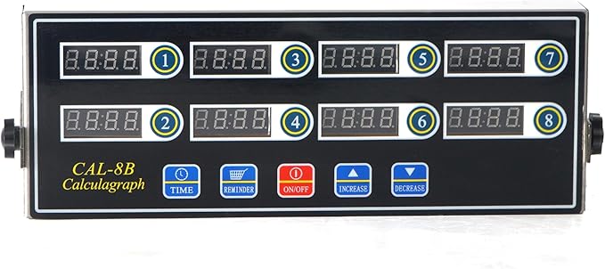 8 Channel Kitchen Timers for Cooking,Commercial Kitchen Timer Stainless Steel LED Technology Kitchen Timer Digital, Restaurant Kitchen Supplies,Reminder Function, Loud Alarm 110v
