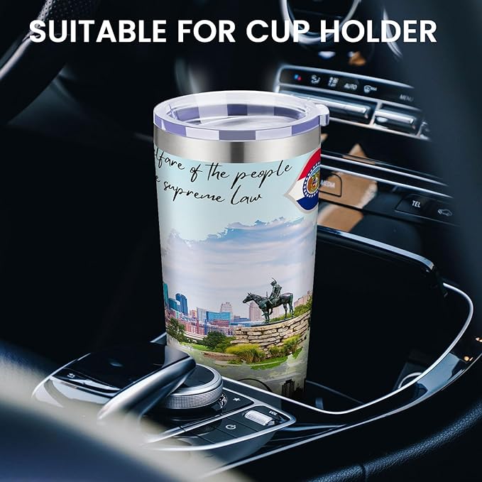 20oz Insulated Tumbler Missouri State Coffee Mug, United States Map Travel Mug Landmark, Birthday Gifts Cute Custom Tumbler Cups with Lid and Straw Mothers Day Gifts