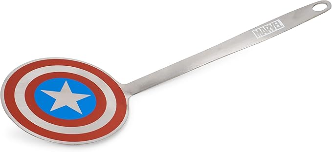 Marvel Captain America Shield Colored Flat Stainless Steel Spatula - Heavy Duty Wide Head Kitchen Cooking Flipper or Turner for Hamburger, Egg, Pancake & Sandwich - Perfect for Grills or Griddles