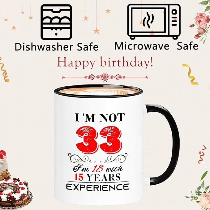 1992 33th Birthday Mug for Women Men, Turning 33 Year Old Birthday Gifts for Mom, Dad, Grandma, Grandpa, Wife, Husband, Daughter, Sister, Best Friends, Coworkers, Her, Him, 11oz Coffee Cup
