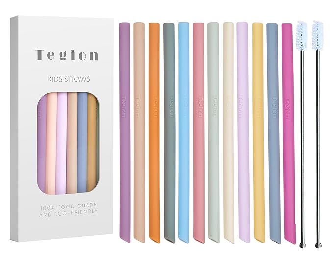 Mini Short Pinch Test Passed 5.5" Replacement Reusable Toddlers& Kids&Baby Silicone Small Straws for The First Years Take & Toss Spill Proof Straw Cup-Safe Fun for Baby Teething Chewing