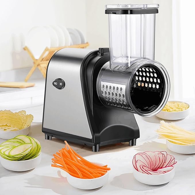 Electric Cheese Grater, Professional 250W Cheese Grater Electric, Electric Slicer Shredder for Vegetables, Potatoes, Cheeses and Fruits, Home Kitchen Use