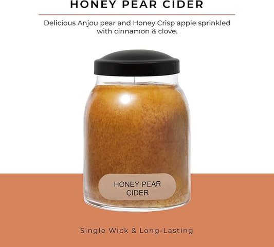 A Cheerful Giver - Honey Pear Cider Baby Scented Glass Jar Candle (6oz) with Lid & True to Life Fragrance Made in USA