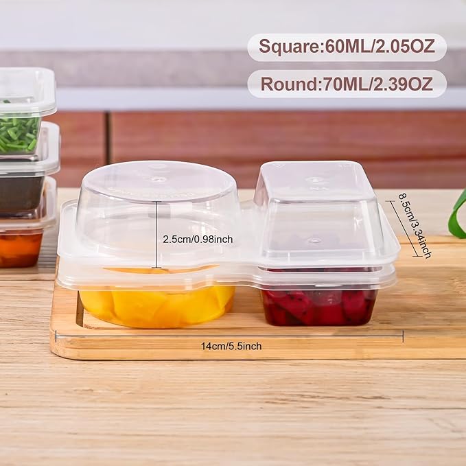 Double Compartment Condiment Containers Food Storage Meal Prepsauce Containers With Lid Reusable Freezer Safe Microwavable for Food Take-Out And Delivery(10pc)