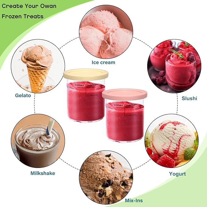Replacement for Creami Deluxe Pints and Lids 4 Pack,Compatible with Ninja Creami 11-in-1 NC501 NC500 Series Deluxe Ice Cream Maker,24oz Deluxe XL Cups(Yellow,Pink)