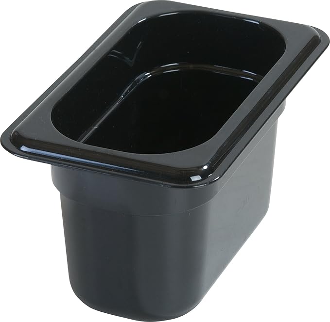 Carlisle FoodService Products Storplus Food Pan, Food Storage Container with Spoonable Corners for Catering, Buffets, Restaurants, Polycarbonate (Pc), 1/9 Size 4 Inches Deep, Black