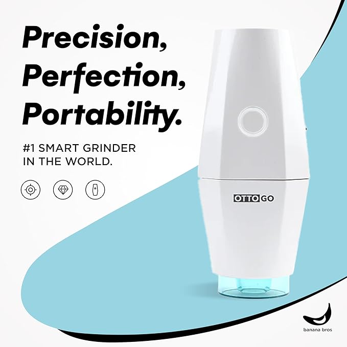 Banana Bros OTTO GO Electric Smart Spice Grinder - Automatic Herb Grinder with Smart AI Technology - Rechargeable via USB - Portable Milling for Dry Herbs and Spices - White - No Carrying Case