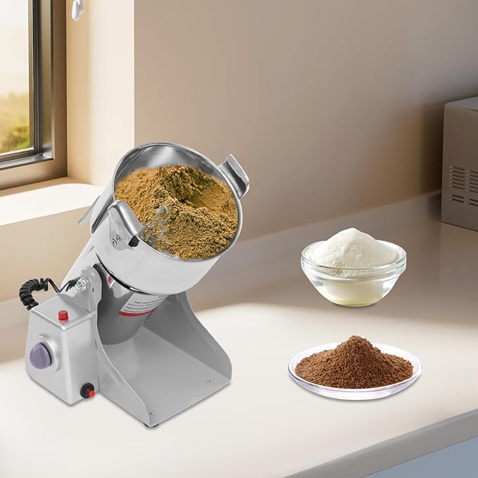 1000g Electric Grain Mill Grinder with High-pressure Cover, High Speed 3600W Commercial Grinders, Stainless Steel Machine for Dry Grains, Coffee, Corn(1000g/2.2lbs -B)