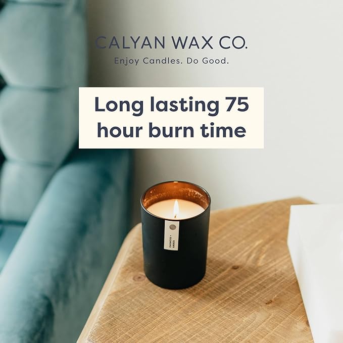 Calyan Wax Co. Palo Santo & Cypress Scented Candle - 75 Hour Burn - Luxury Non Toxic Soy Wax Candles - Long Lasting Black Tumbler Jar Candle for Home - 10.2oz