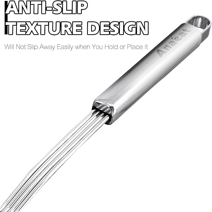 Anaeat Stainless Steel Spider Strainer Skimmer - Solid Kitchen Strainer Ladle with Long Handle for Cooking and Frying, Reinforced Double Coil Slotted Spoons for Pasta, Noodle, Spaghetti (7 Inch)