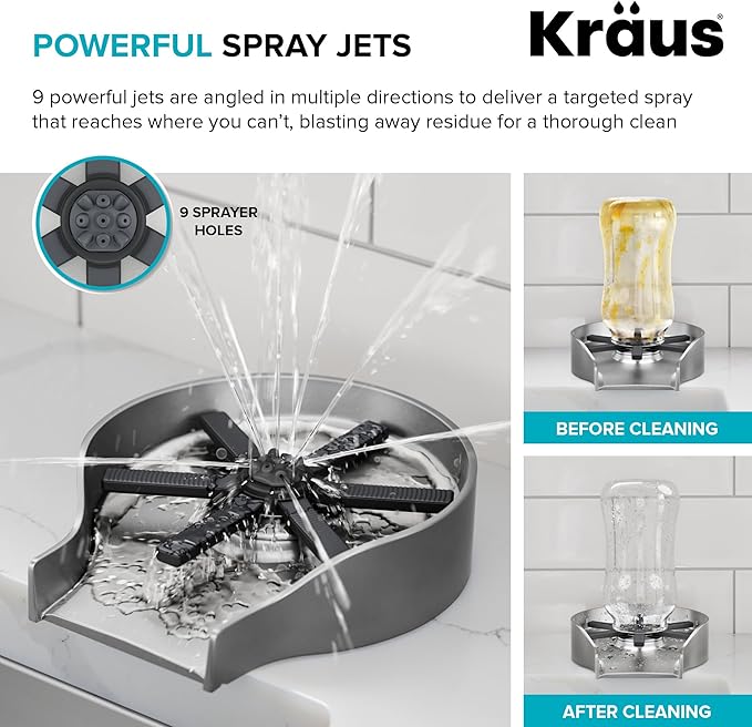 KRAUS CleanMate Glass Rinser for Kitchen Sink in Spot-Free Stainless Steel Color Finish, KGR-500SFS