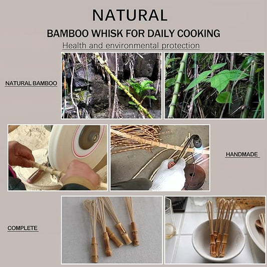 Wooden Whisk, Handcrafted Bamboo Whisks for Cooking Non Scratch, Balloon Whisk for Pancake Batter, Eggs and Sauces, Wooden Whisks Tool For Nonstick Cookware Pans, Bamboo Cooking Utensils (Whisk Set)