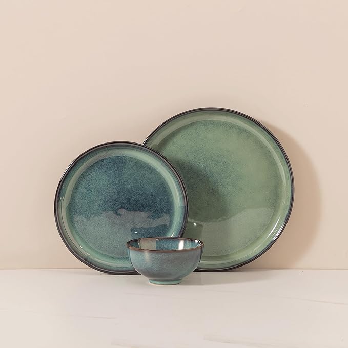 Dinnerware sets plates and bowls sets modern plates stoneware dinnerware set Plates and Bowls Set for 4, 12 Pieces Dishes,Microwave and Dishwasher Safe Tableware (style - 4, 4 - Set (12pcs))