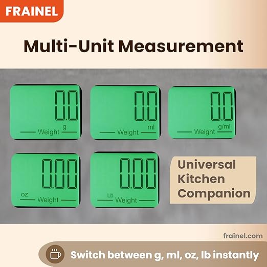 Coffee & Kitchen Digital Scale for Pour Over, Drip, Espresso, Salad Preparation, Pizza, Seasonal & Thanksgiving Cooking. Built-in Timer, Unit Switch, Green LCD, Max 5kg Weight, 0.1g Accuracy