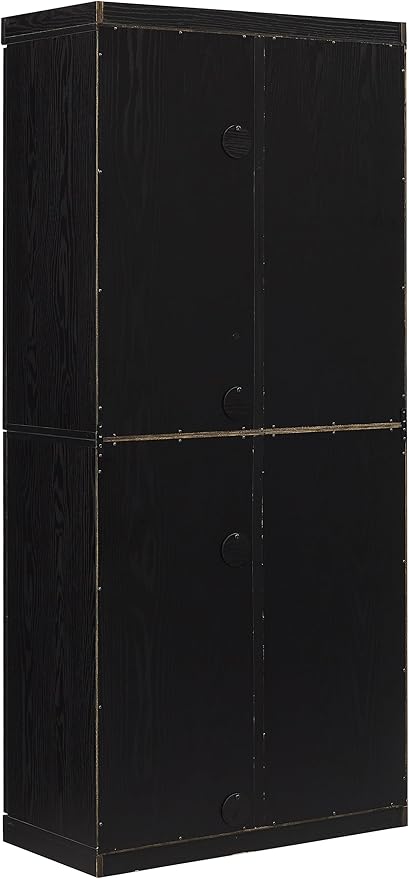 Crosley Furniture Essen Kitchen Pantry Storage Cabinet with Doors and Shelves, Entryway, Bathroom, Black