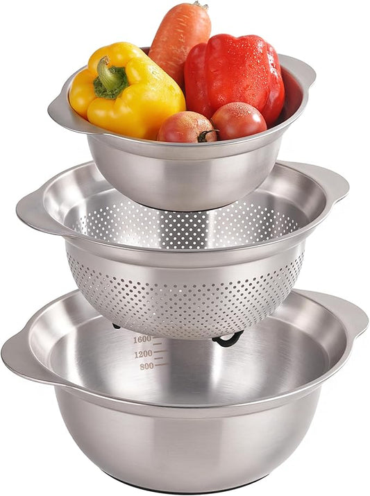 Colander and Mixing Bowls Black