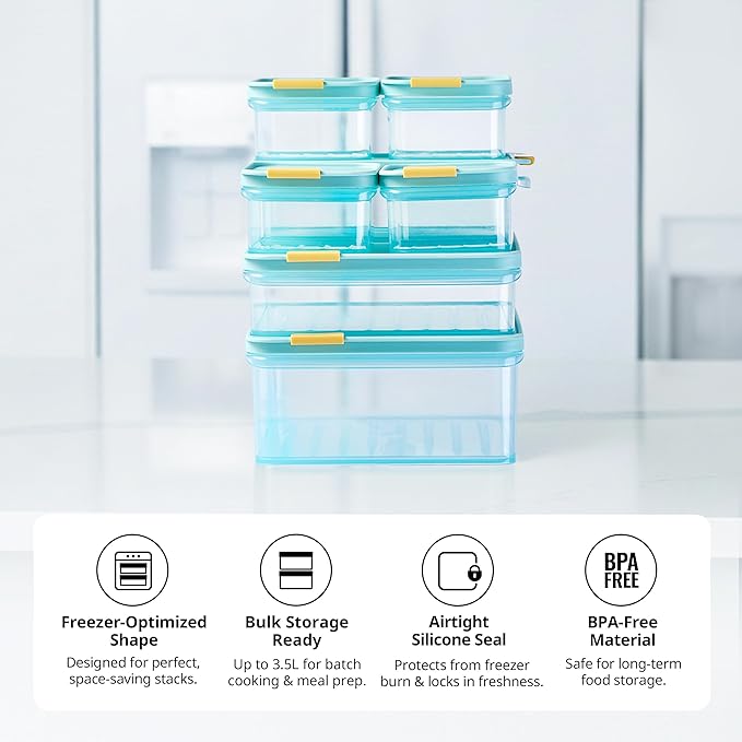 LocknLock HFL103 Freezer Fit Plastic Food Storage Container with Lid for Kitchen, Lunch, Meal Prep, and Leftovers, BPA-Free, Airtight, Leakproof, Microwave, Dishwasher-Safe, 1.05L