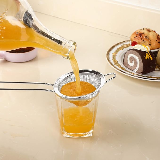 Patelai 3 Pieces Tea Strainers Cocktail Strainer Stainless Steel Fine Mesh Strainer Colander Conical Food Loose Tea Filter Practical Bar Colander Tool