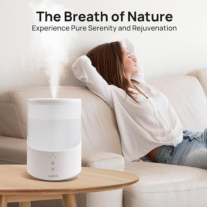 Humidifiers for Bedroom, 2.5L Cool Mist Humidifier with Essential Oils Diffuser and Nightlight, Top Fill Humidifiers for Home Large Room, Timer, Auto Shut-off, 25H Runtime