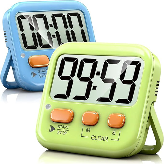 Antonki 2 Pack Digital Timer for Kids, Magnetic Countdown Kitchen Timers for Cooking, Egg, Classroom, Teacher, Exercise, Study, Oven - Battery Included