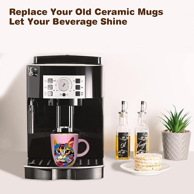 Soft Touch Pink Cat Mug - 18 Oz Coffee Mug with Premium Quality Box - Ceramic Mug for Cat Lover - Unique Coffee Cup for Gift