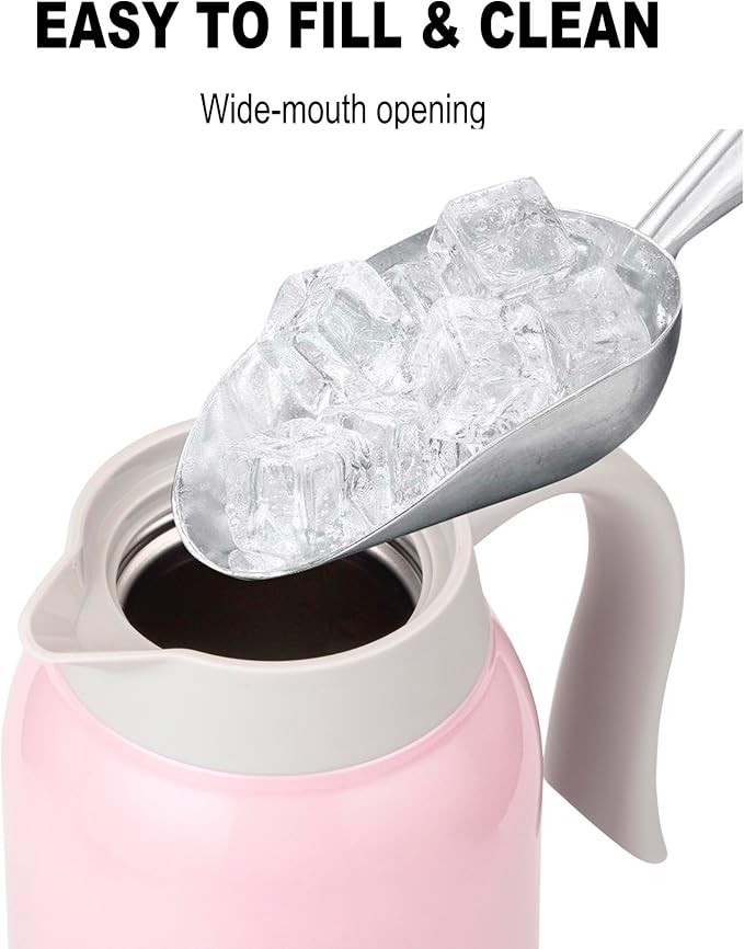 GiNT 51 Oz Stainless Steel Thermal Coffee Carafe, Double Walled Vacuum Insulated Flask, 12 Hour Heat Retention, 1.5 Liter Tea, Water, and Coffee Dispenser (Upgraded version Pink)