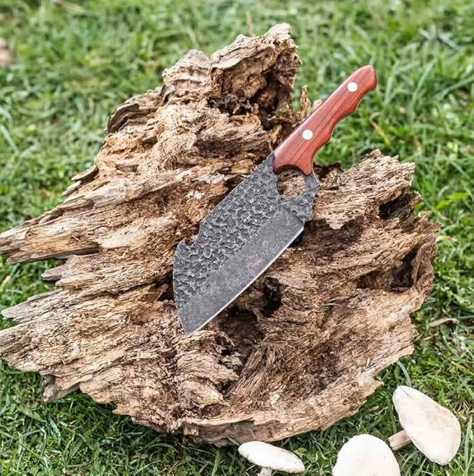 COOLINA Shark Knife | Heavy-Duty Butcher Knife with Wooden Handle, 8 inch Blade for Chopping Meat and Bones