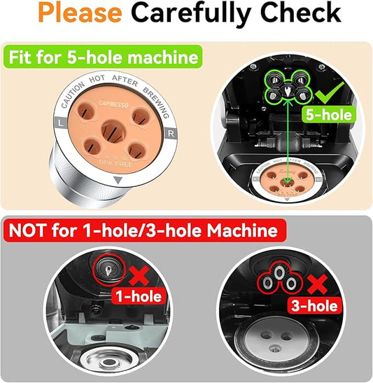CAPMESSO Reusable K Cups for keurig: Stainless Steel 5-Hole Coffee Pods - Refillable Kcup Coffee Filters Compatible with Keurig K Supreme/K Slim/K-Duo Gen 2 with MultiStream Technology (4 Pack)