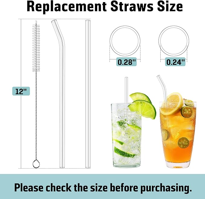 PROOCI 10-Pack 12" Replacement Straws for Stanley & Yeti 30oz-40oz Cup Tumbler, Food Grade Tritan Plastic Reusable Straws with Cleaning Brush, Clear Long Straw for Drinking Smoothie, Cocktails, Juice