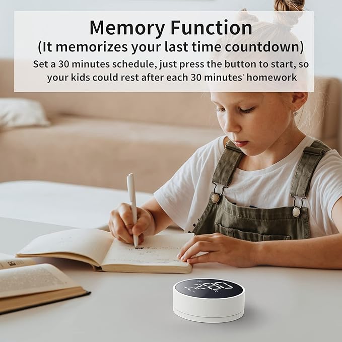 VOCOO Digital Kitchen Timer - Magnetic Countdown Countup Timer with Large LED Display Volume Adjustable, Easy for Cooking and for Seniors and Kids to Use (White)