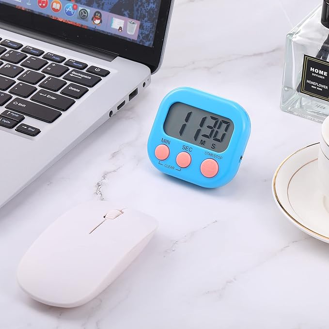 Weewooday 4 Pcs Magnetic Digital Timers for Classroom Multi Function Electronic Kitchen Timer Large Digits Countdown Stopwatch Loud Alarm for School Learning Cooking Study Work Game (4 Colors)